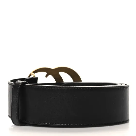 Original Cheap Cheap GUCCI Calfskin Double G 40mm Belt 85 34 Black 0119