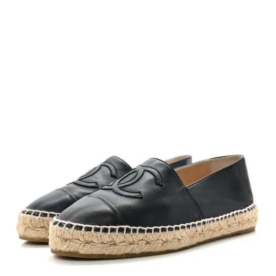 How to buy Cheap CHANEL Lambskin CC Espadrilles 37 Black 0119