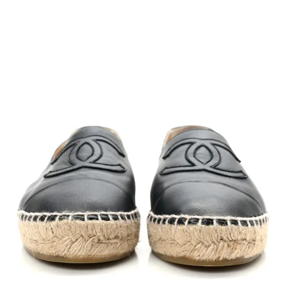 How to buy Cheap CHANEL Lambskin CC Espadrilles 37 Black 0119