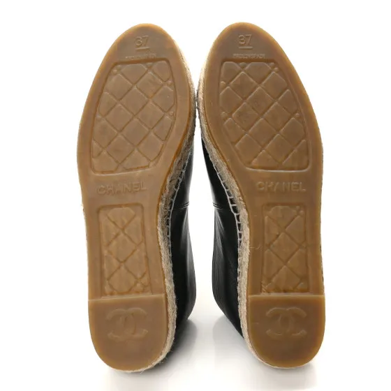 How to buy Cheap CHANEL Lambskin CC Espadrilles 37 Black 0119