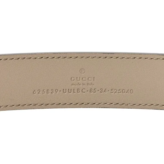 Original Cheap Cheap GUCCI GG Supreme Monogram Calfskin Double G 30mm Belt 85 34 Beige Mystic White Oatmeal 0119