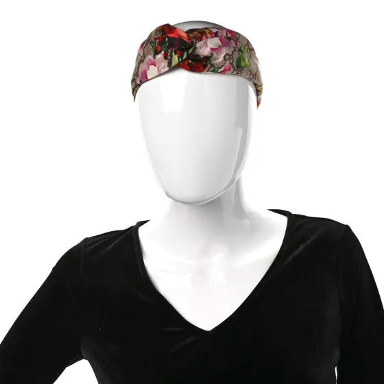 Cheap GUCCI Silk Monogram Blooms Print Headband M Antique Rose 0112