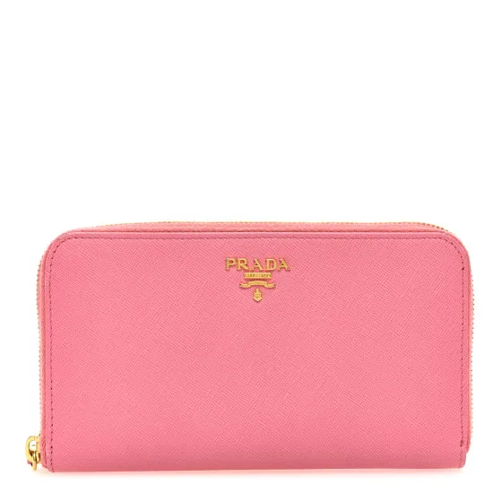 Where to buy Cheap PRADA Saffiano Metal Zip Around Wallet Begonia 0119