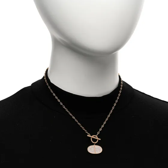 Cheap Authentic Cheap HERMES 18K Rose Gold Diamond Chaine D'Ancre Verso Pendant Necklace SH 0127