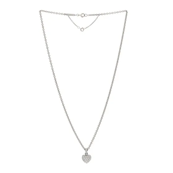 Best Price Cheap CARTIER 18K White Gold Diamond Small Heart Paved Pendant Necklace 0127