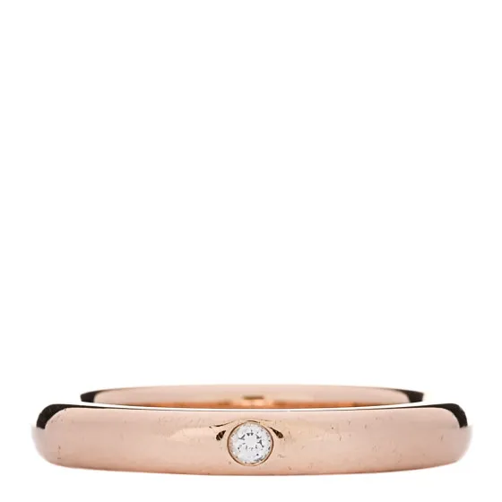 Affordable Cheap TIFFANY 18K Rose Gold Diamond 3mm Elsa Peretti Band Ring 47 4.25 0127