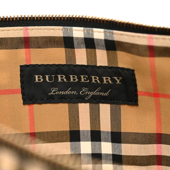 Original Cheap Cheap BURBERRY Coated Canvas Vintage Check Large Zip Pouch Antique Yellow 0119