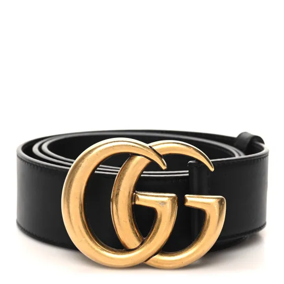 Original Cheap Cheap GUCCI Calfskin Double G 40mm Belt 85 34 Black 0119