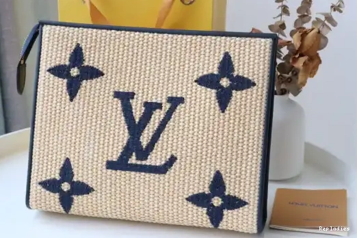 Original Cheap Cheap Raffia Toiletry VUITTON Pouch Monogram LOUIS 0210