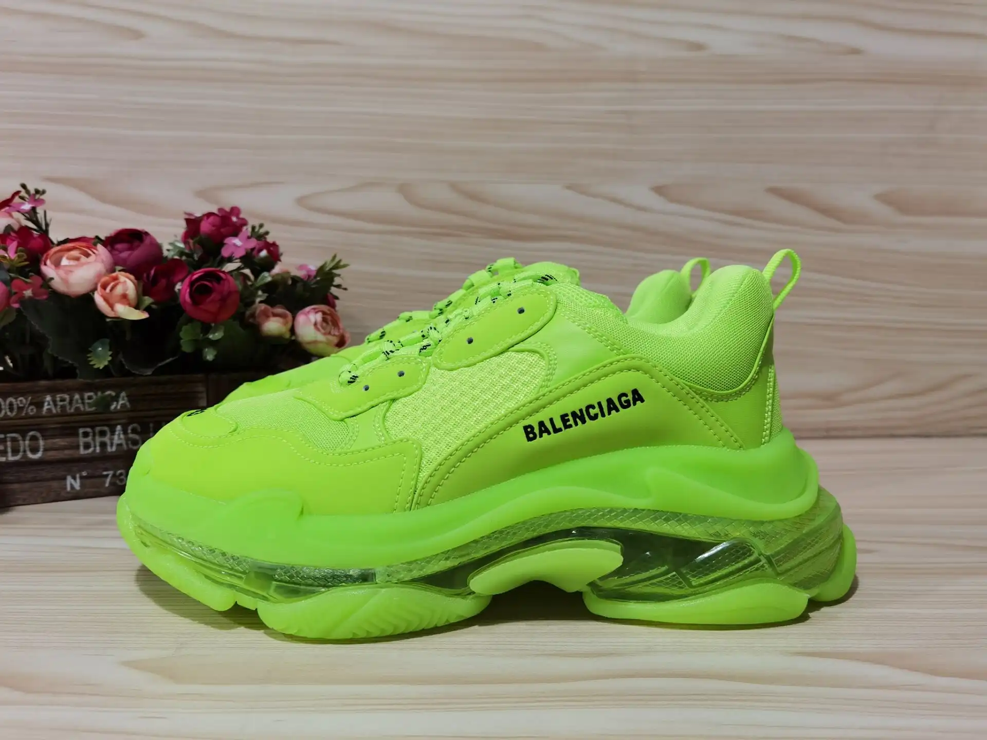 Affordable Cheap BALENCIAGA TRIPLE S TRAINERS CLEAR SOLE FLLO YELLOW 541624 W09O1 9002 0204